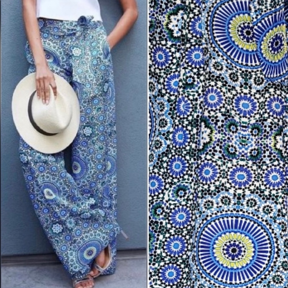 Banana Republic Wide Leg Medallion Print Palazzo Pants
